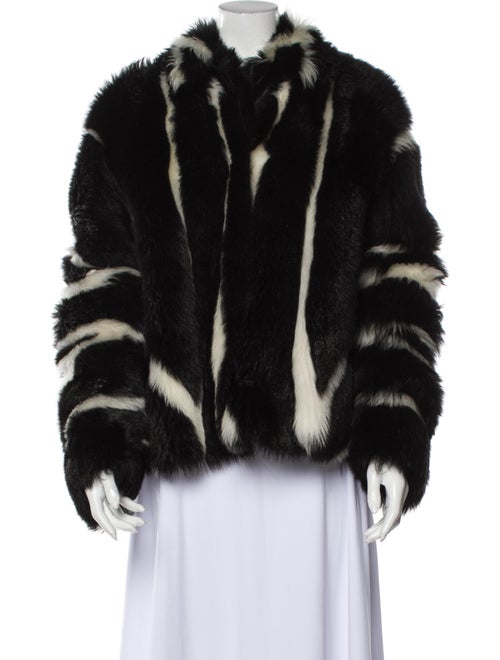 Fur Striped Faux Fur Jacket Black