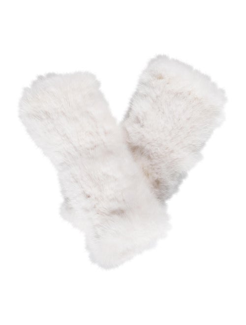 Fur Knit Mink Fingerless Gloves White