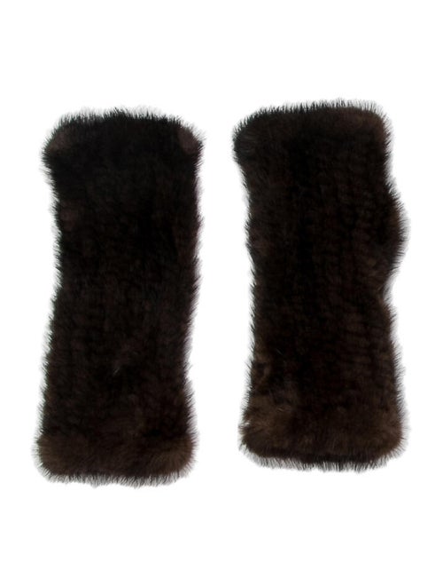 Fur Knit Mink Fingerless Gloves mink