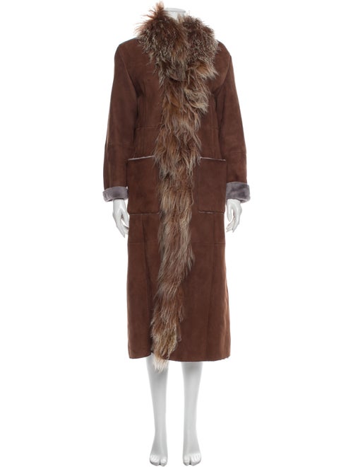 Fur Shearling Coat Brown