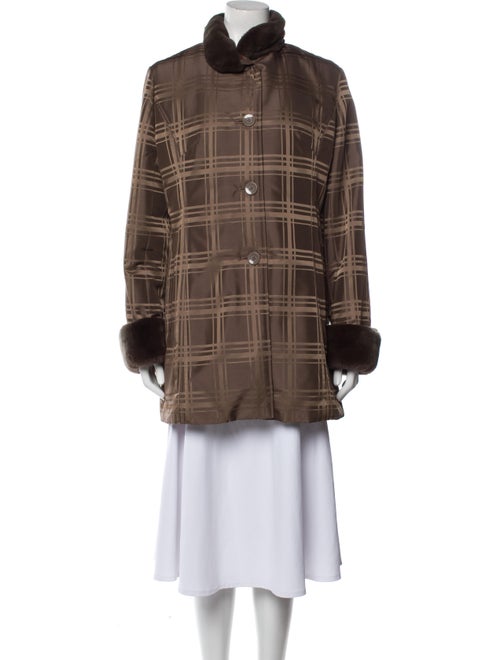 Fur Plaid Print Peacoat