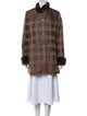 Fur Plaid Print Peacoat