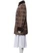 Fur Plaid Print Peacoat
