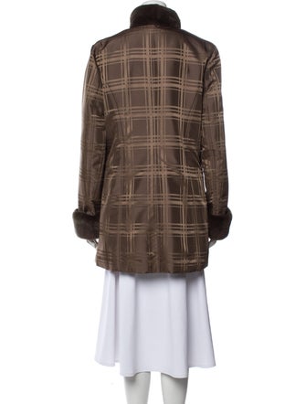 Fur Plaid Print Peacoat