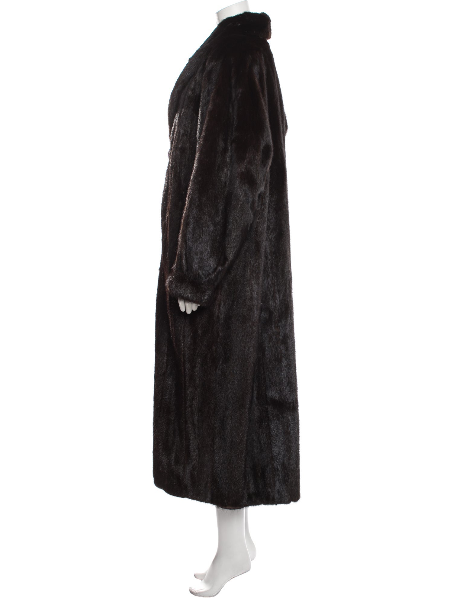 Perry Ellis Vintage 1980's Fur Coat Brown Coats, Clothing PEY20242