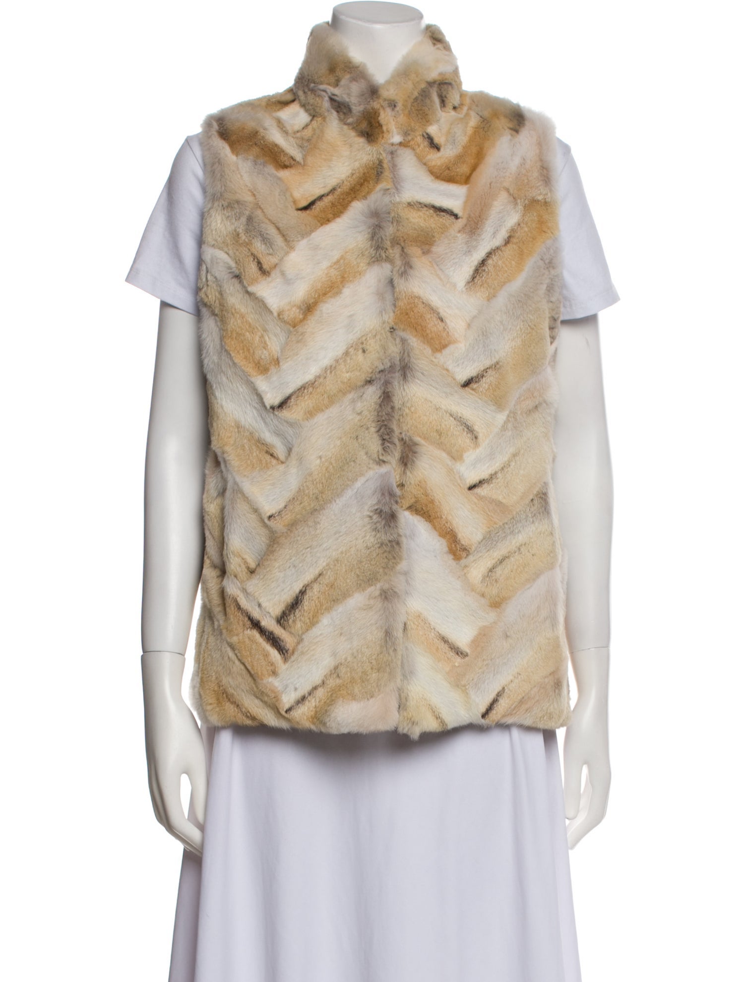 Fur Fox Colorblock Pattern Fur Jacket