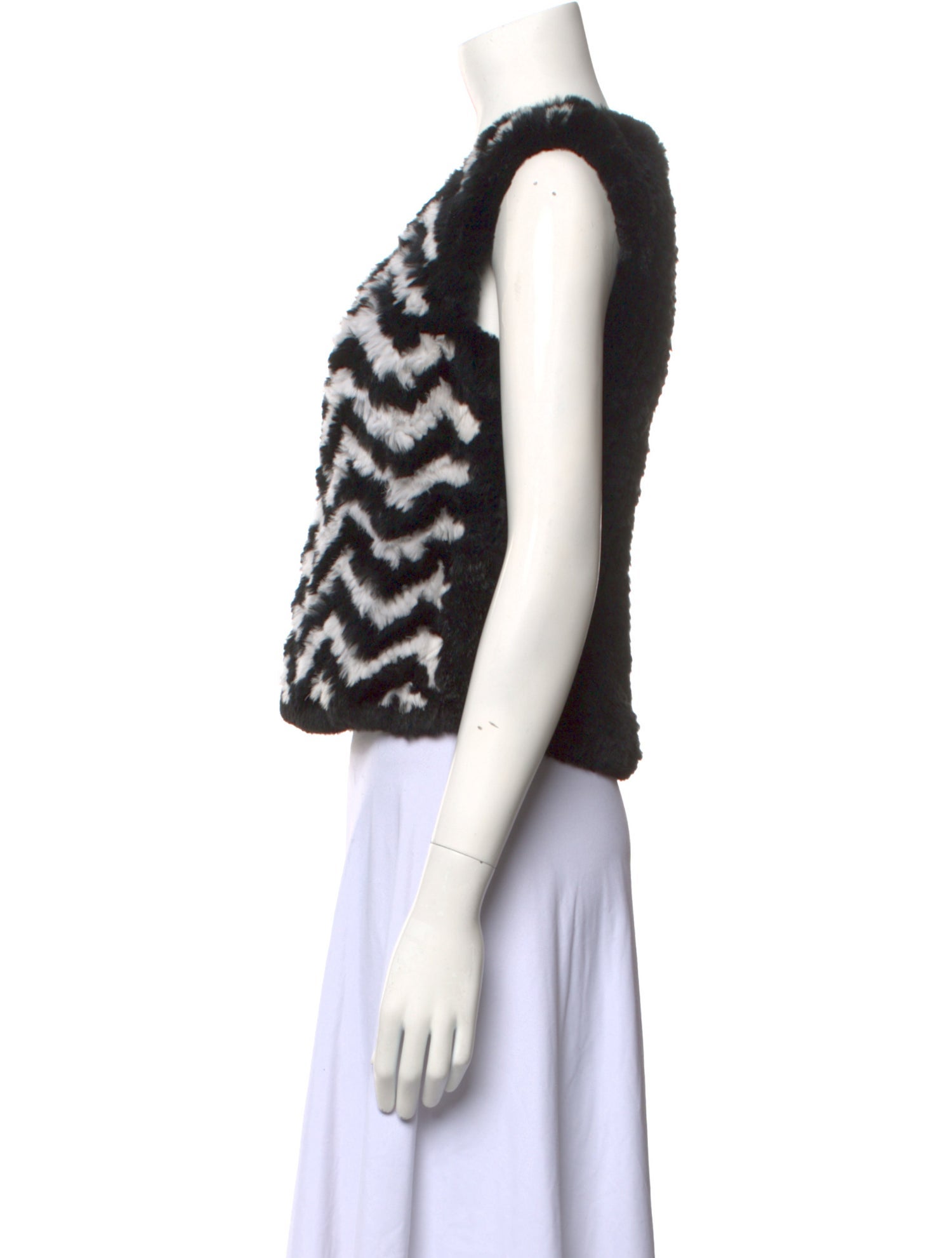 Fur Striped V-Neck Crop Top