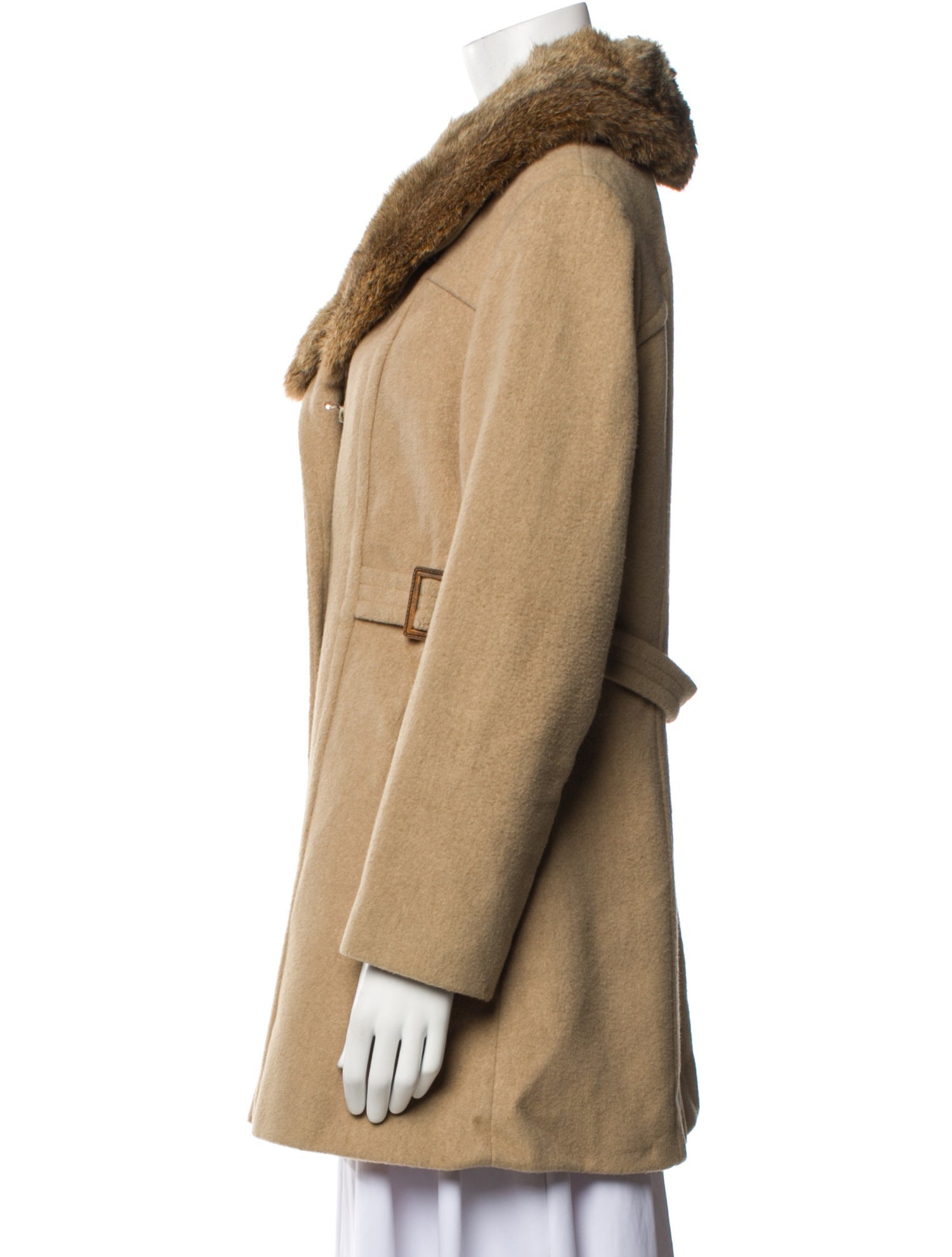 Fur Wool Fur Trimmed Coat