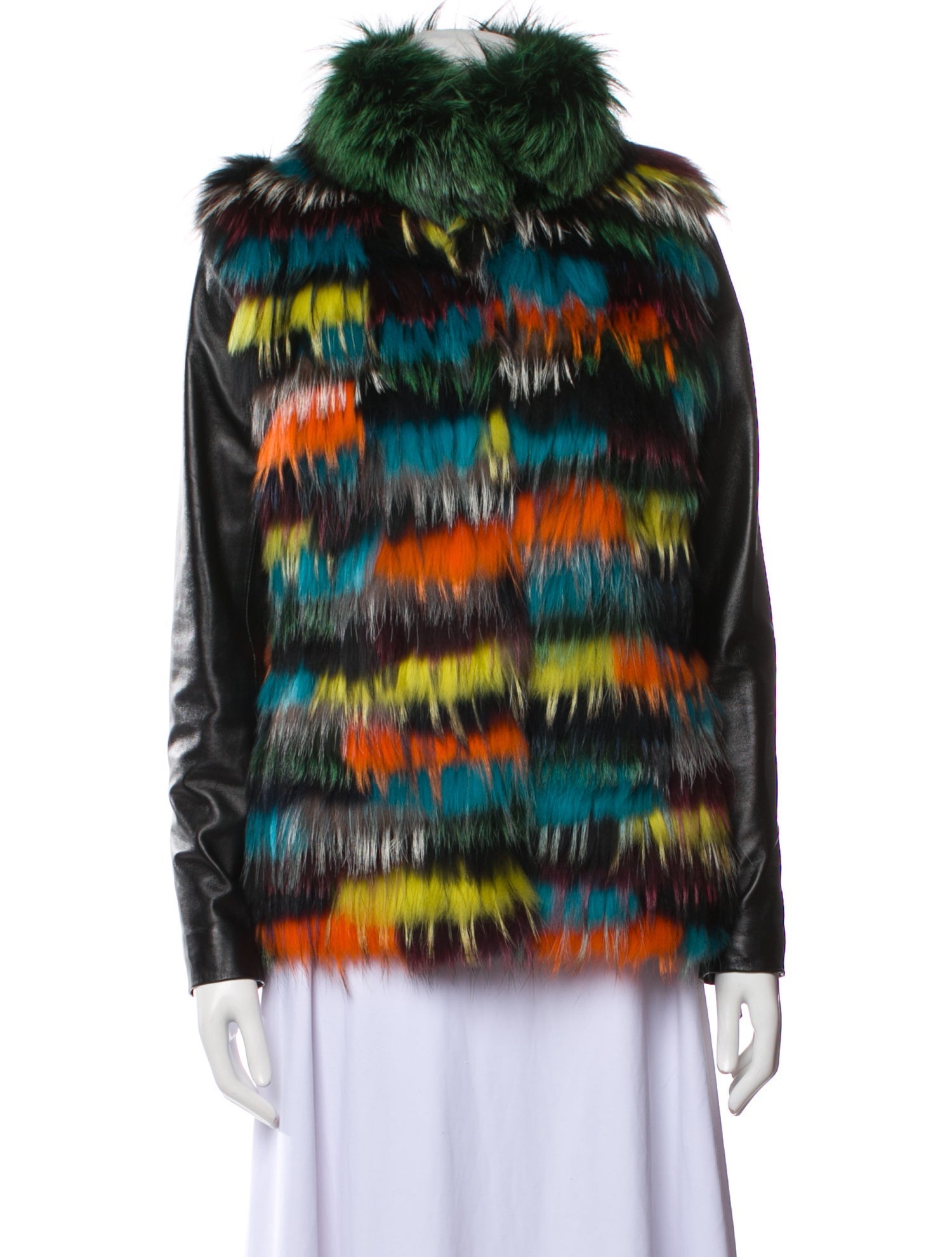Fur Colorblock Pattern Fur Jacket