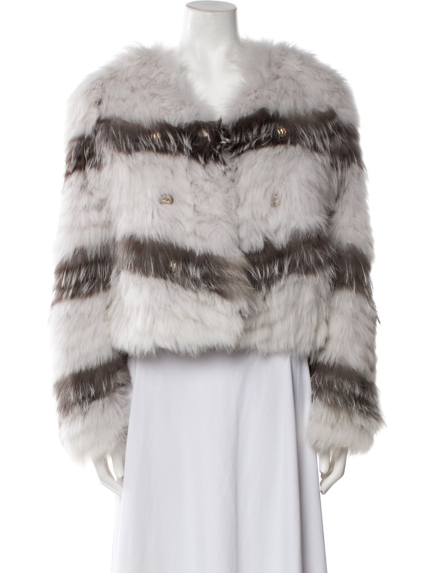 Fur Fox Striped Faux Fur Jacket