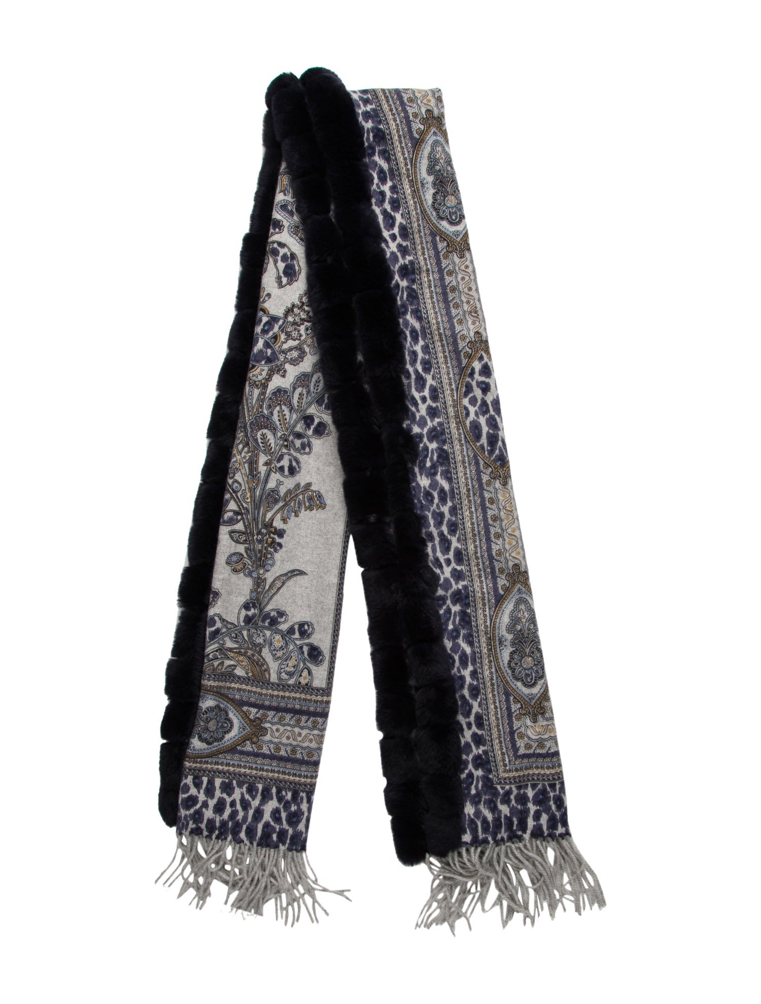 Fur Cashmere Printed Scarf