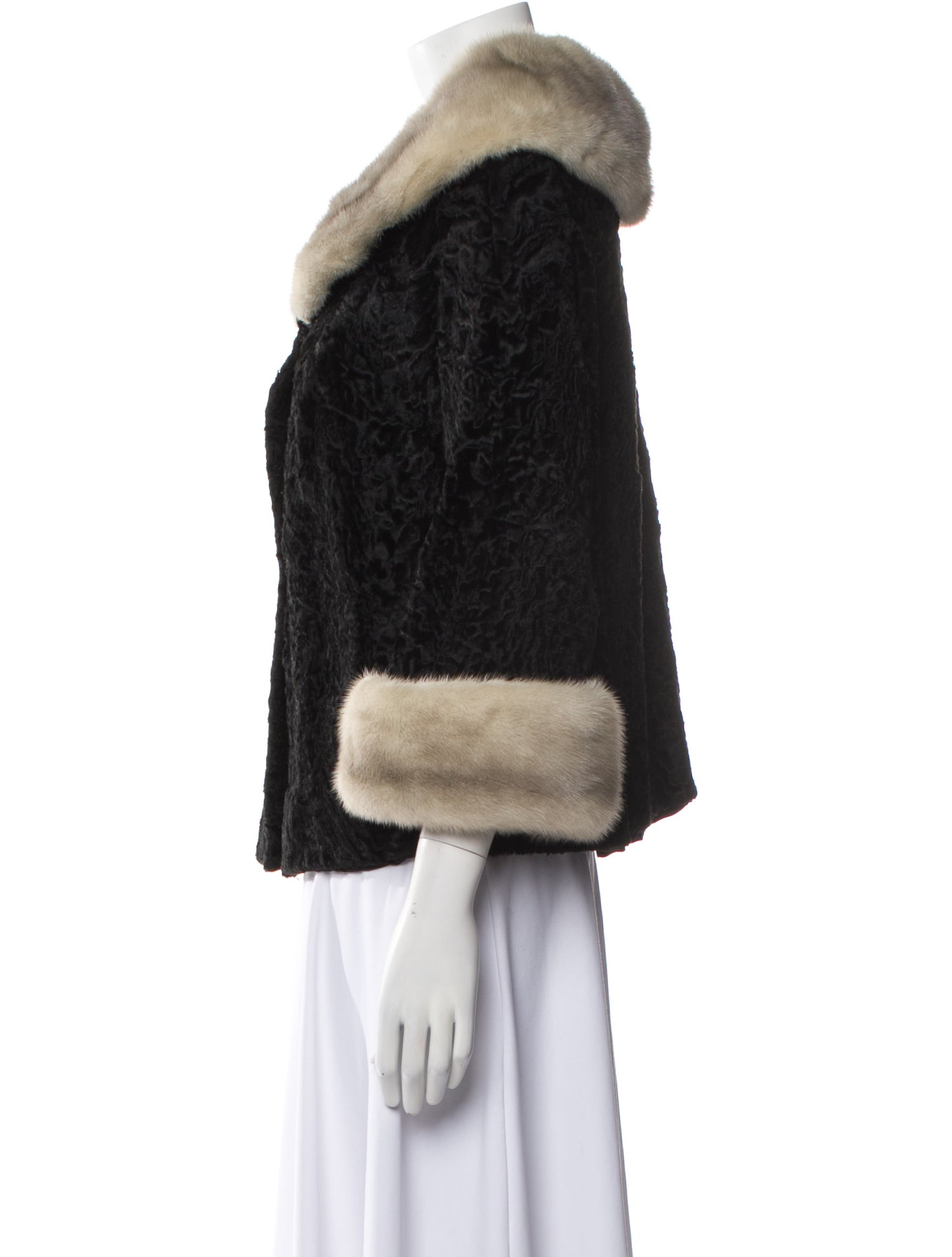 Fur Mink Colorblock Pattern Faux Fur Jacket