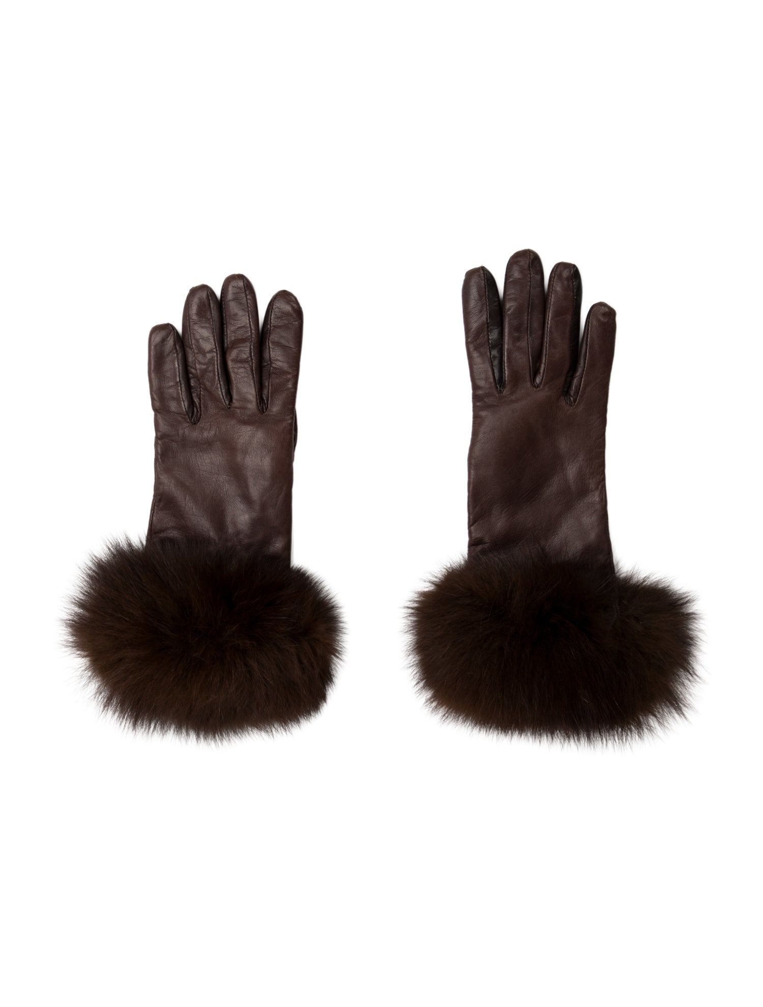 Fur Fox Trimmed Leather Gloves