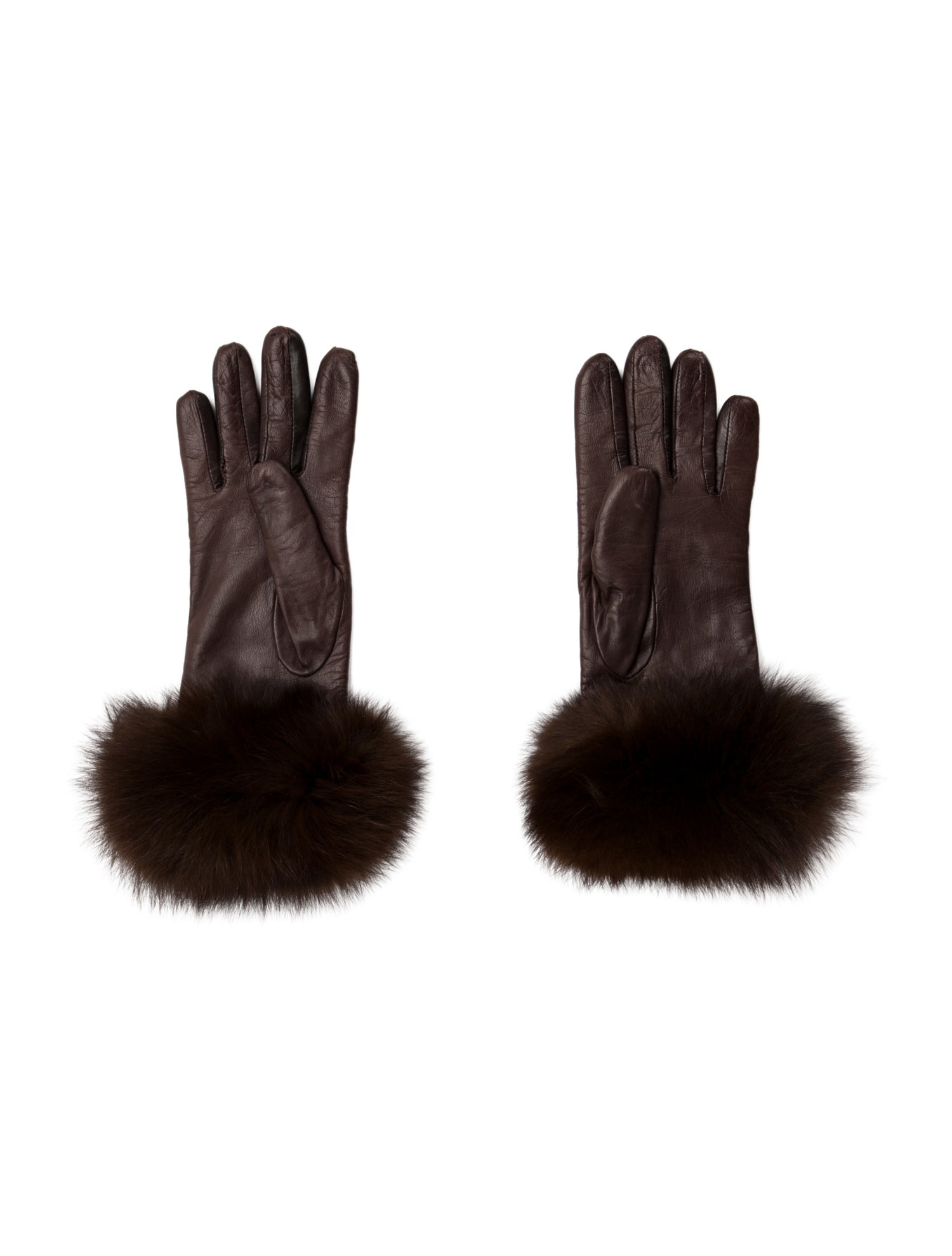 Fur Fox Trimmed Leather Gloves