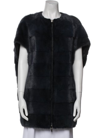 Fur Wool Plaid Print Fur Jacket