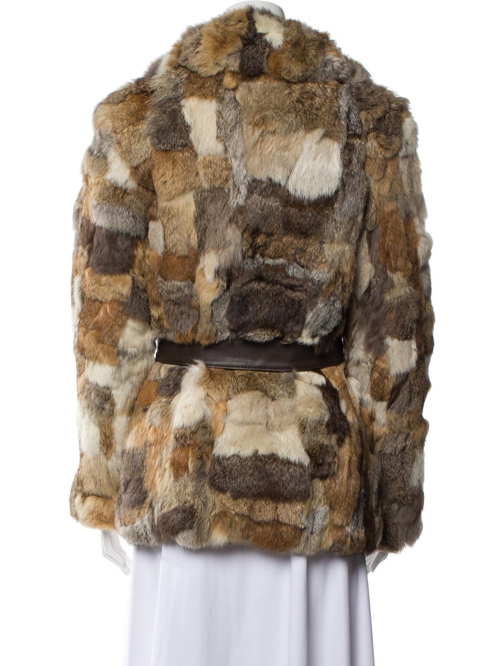 Fur Fur Fur Jacket Colorblock Pattern Pointed Col… - image 3