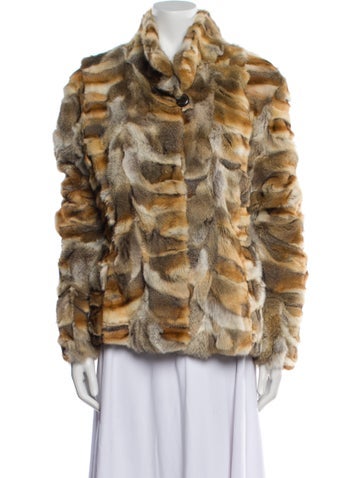 Fur Jackets Fox Colorblock Pattern Jacket XL