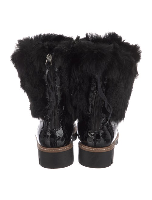 Fur Patent Leather Fur Trim Combat Boots