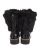 Fur Patent Leather Fur Trim Combat Boots