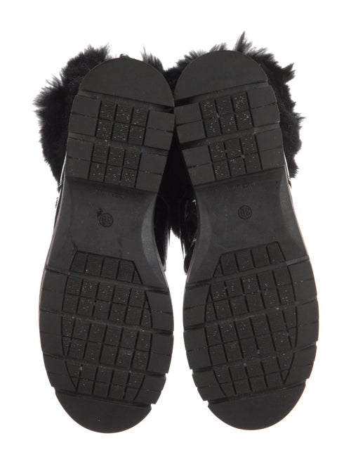 Fur Patent Leather Fur Trim Combat Boots