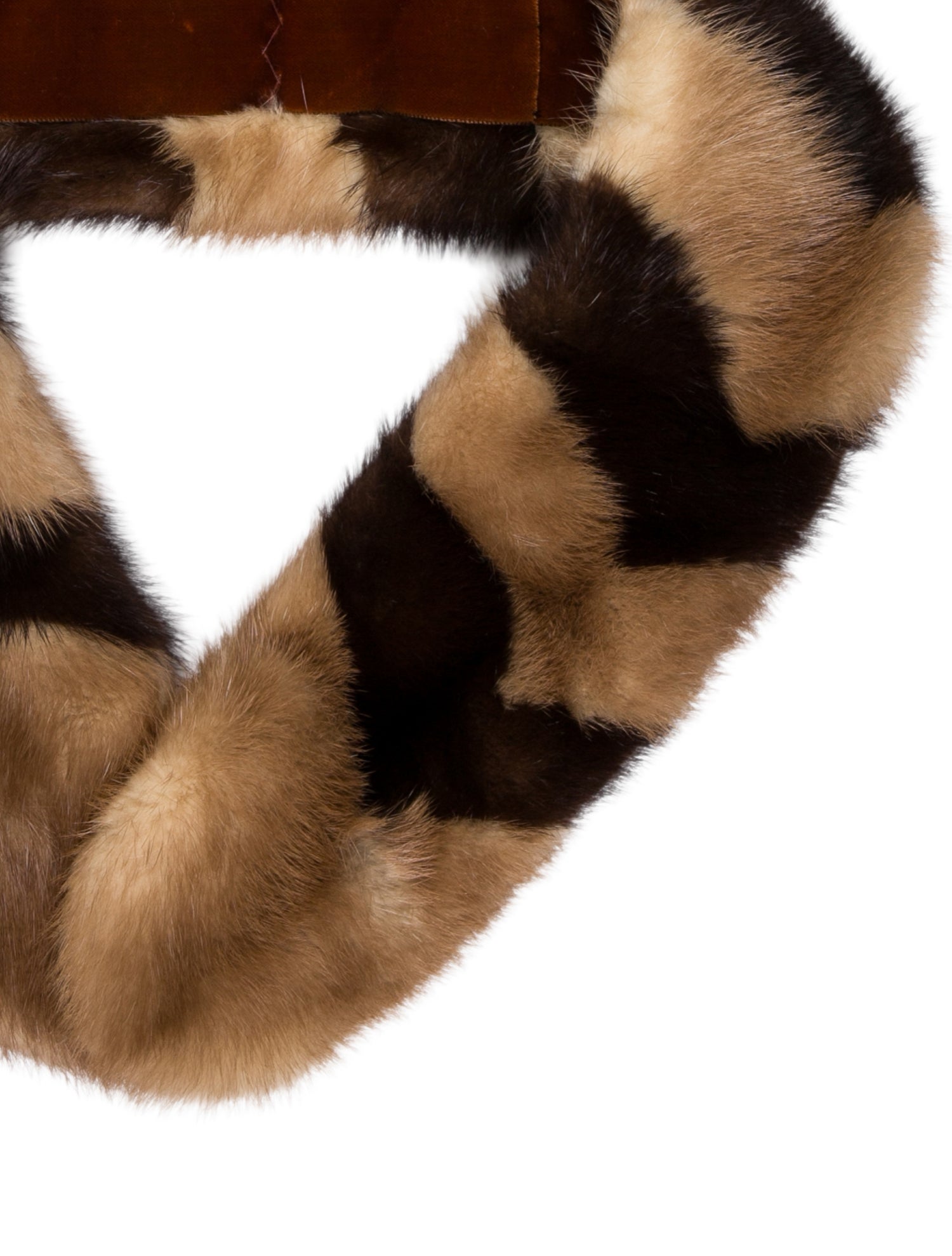 Fur Mink Striped Scarf