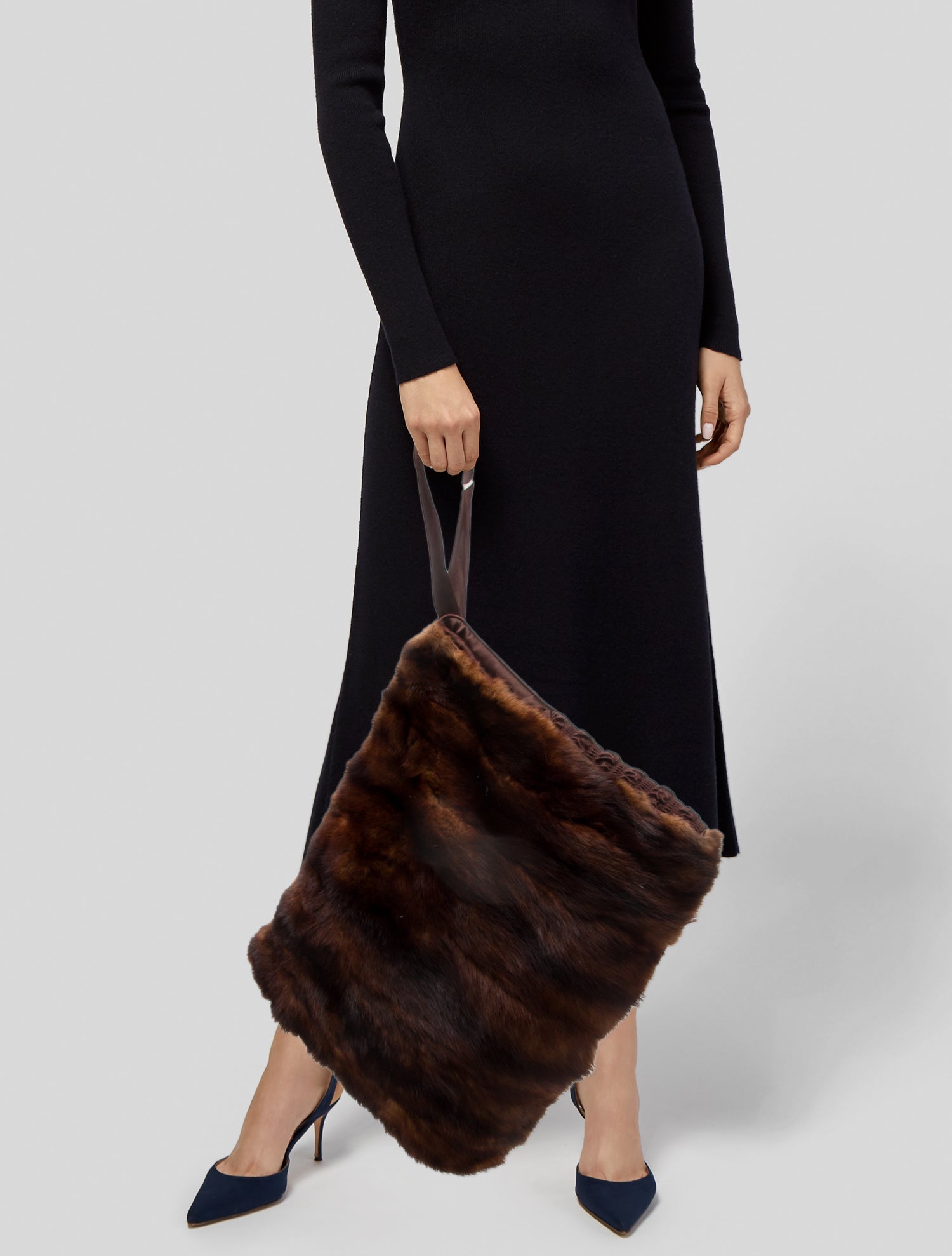 Fur Nylon Top Handle Bag