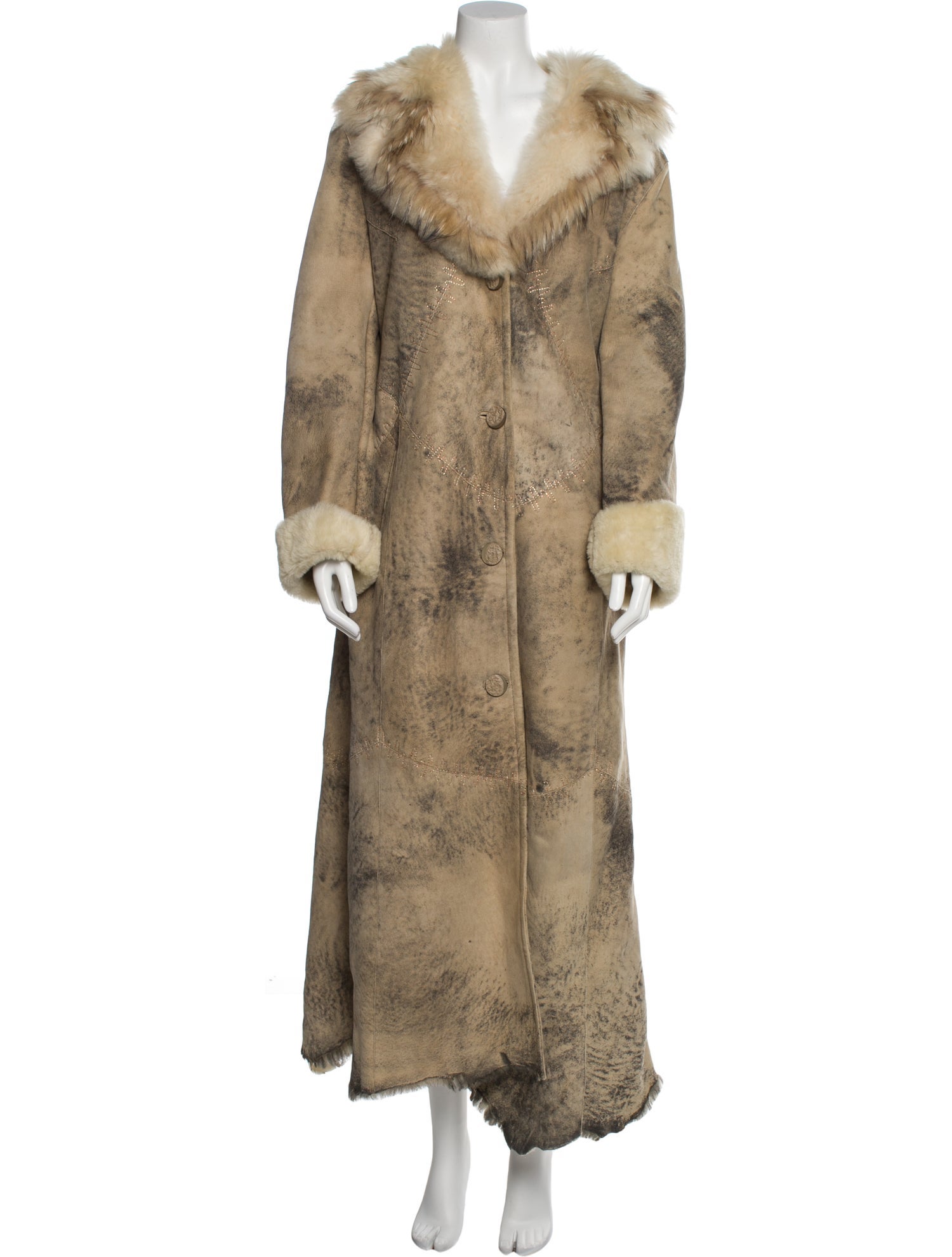 Fur Lambskin Printed Faux Fur Coat