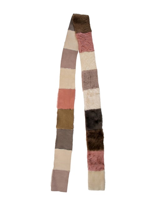 Fur Shearling Striped Scarf