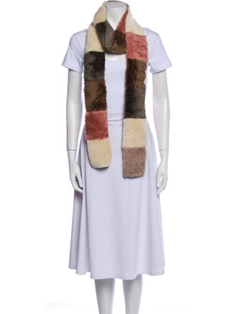 Fur Shearling Striped Scarf