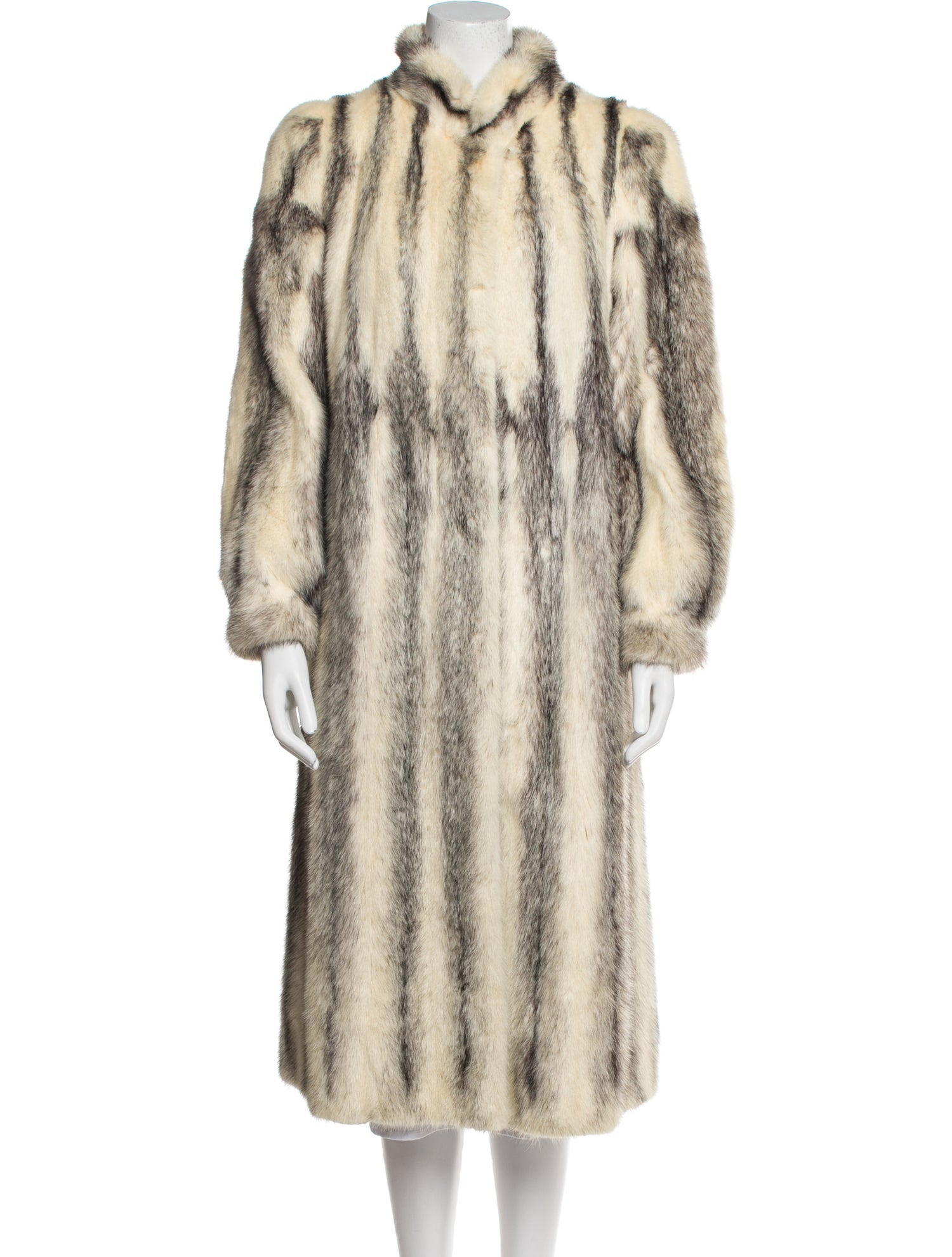 Fur Striped Faux Fur Coat