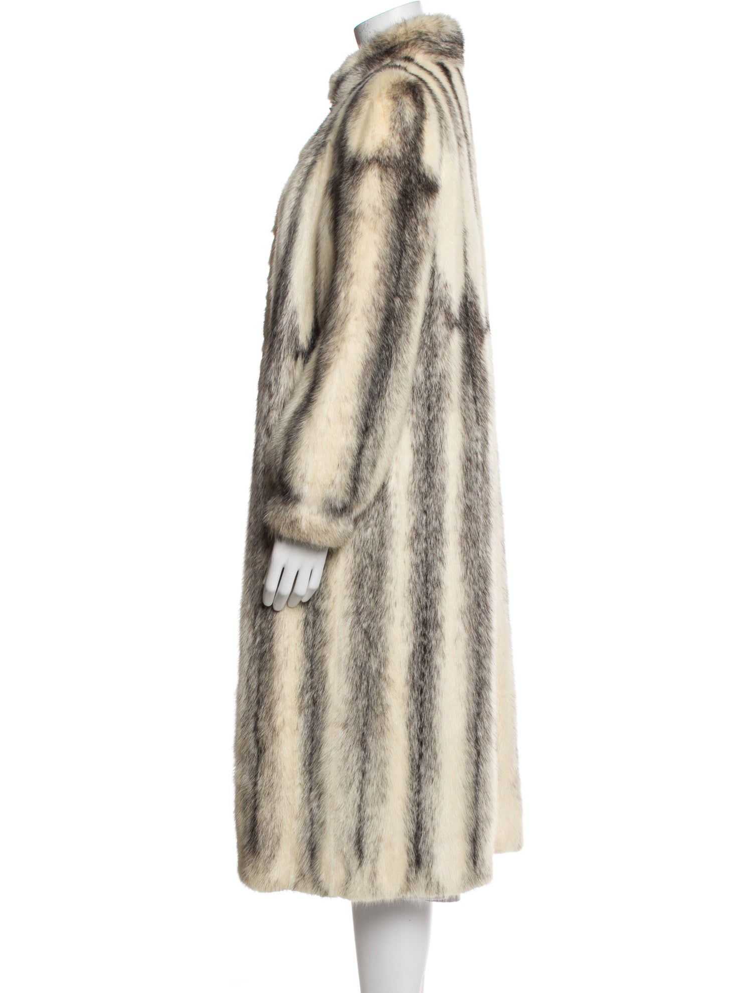 Fur Striped Faux Fur Coat