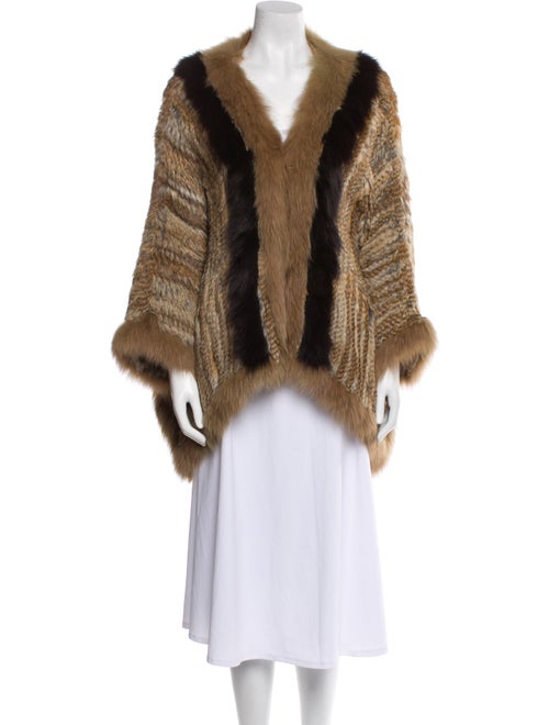 Fur Fur Colorblock Pattern Fur Jacket