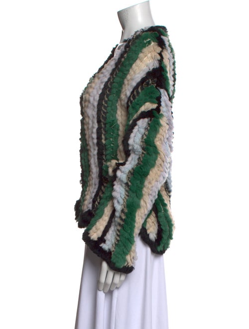 Fur Striped V-Neck Sweater