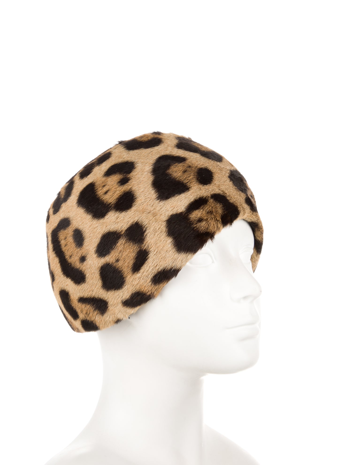 Bonwit Teller Animal Print Ponyhair Hat