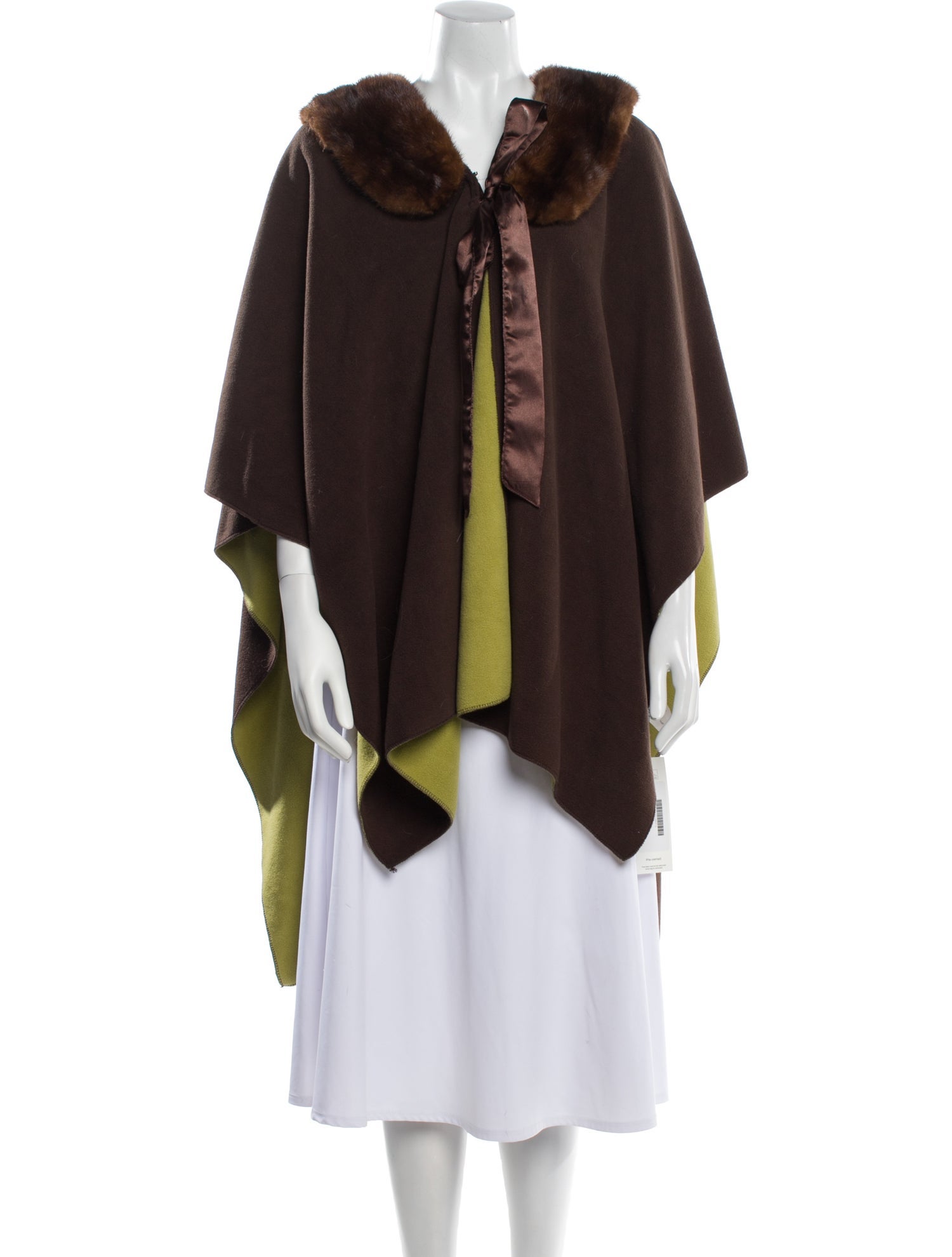 Fur Mink Colorblock Pattern Cape