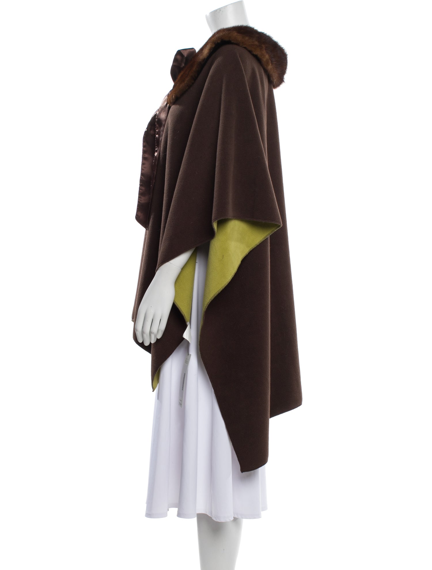Fur Mink Colorblock Pattern Cape