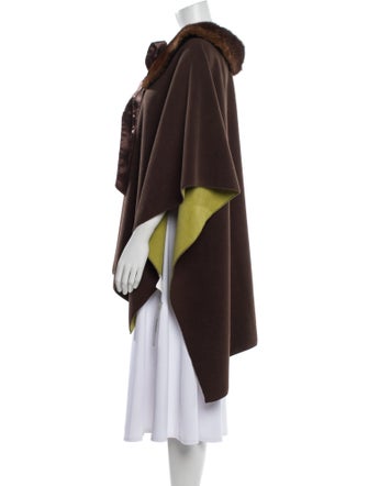 Fur Mink Colorblock Pattern Cape