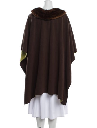 Fur Mink Colorblock Pattern Cape