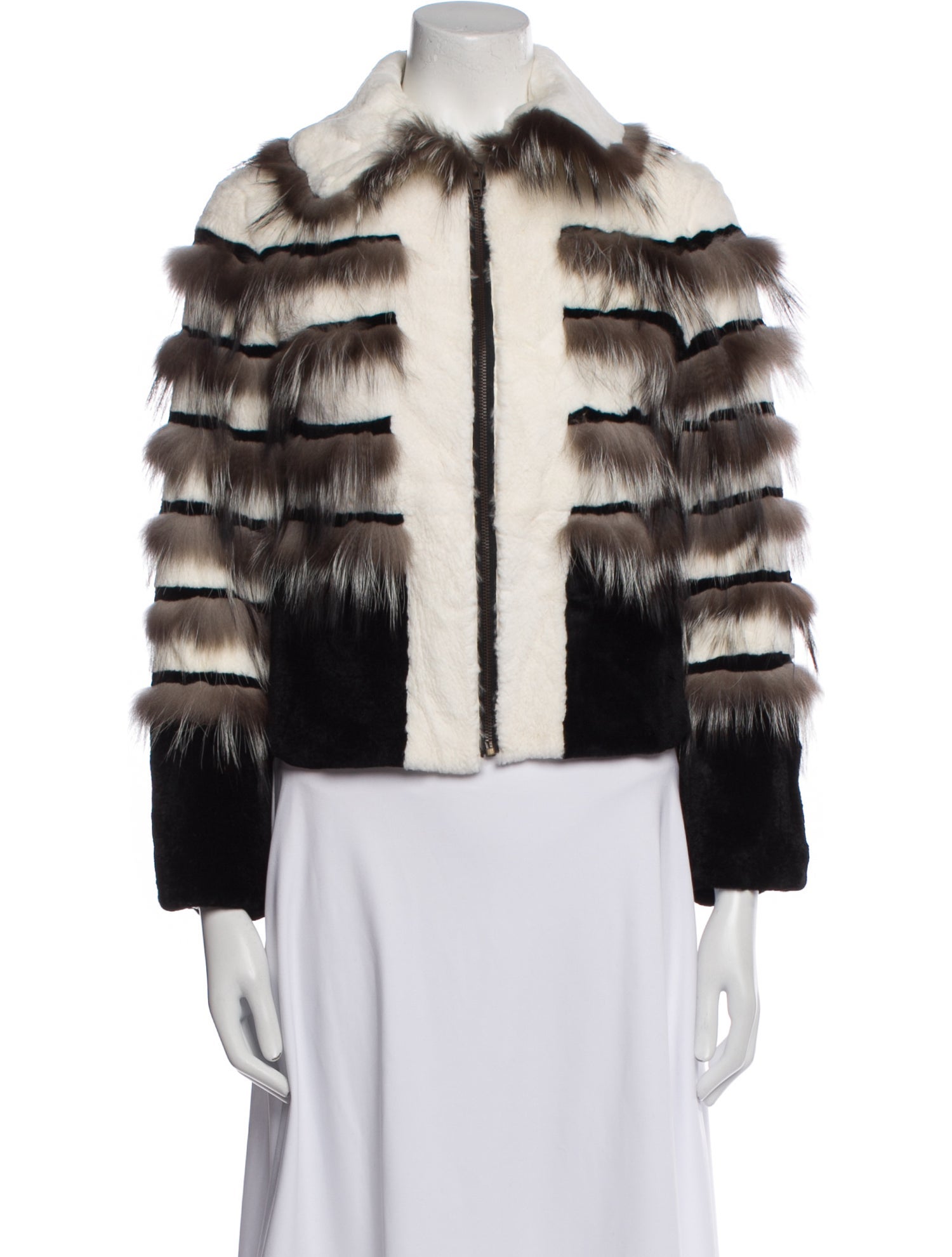 Fur Striped Faux Fur Jacket