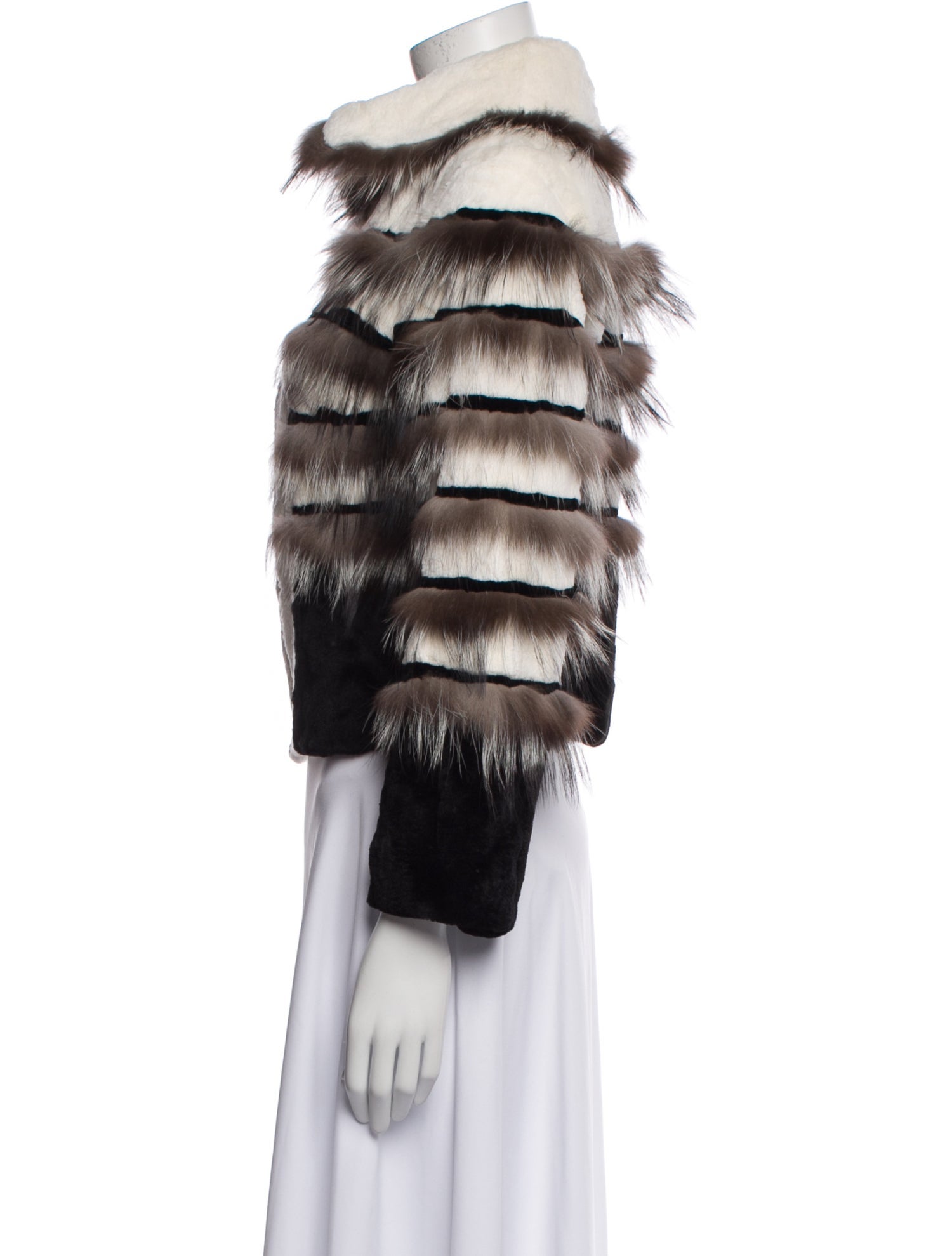 Fur Striped Faux Fur Jacket