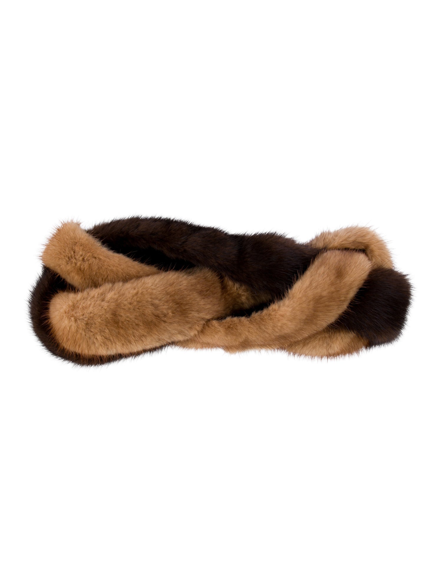 Fur Mink Colorblock Pattern Scarf