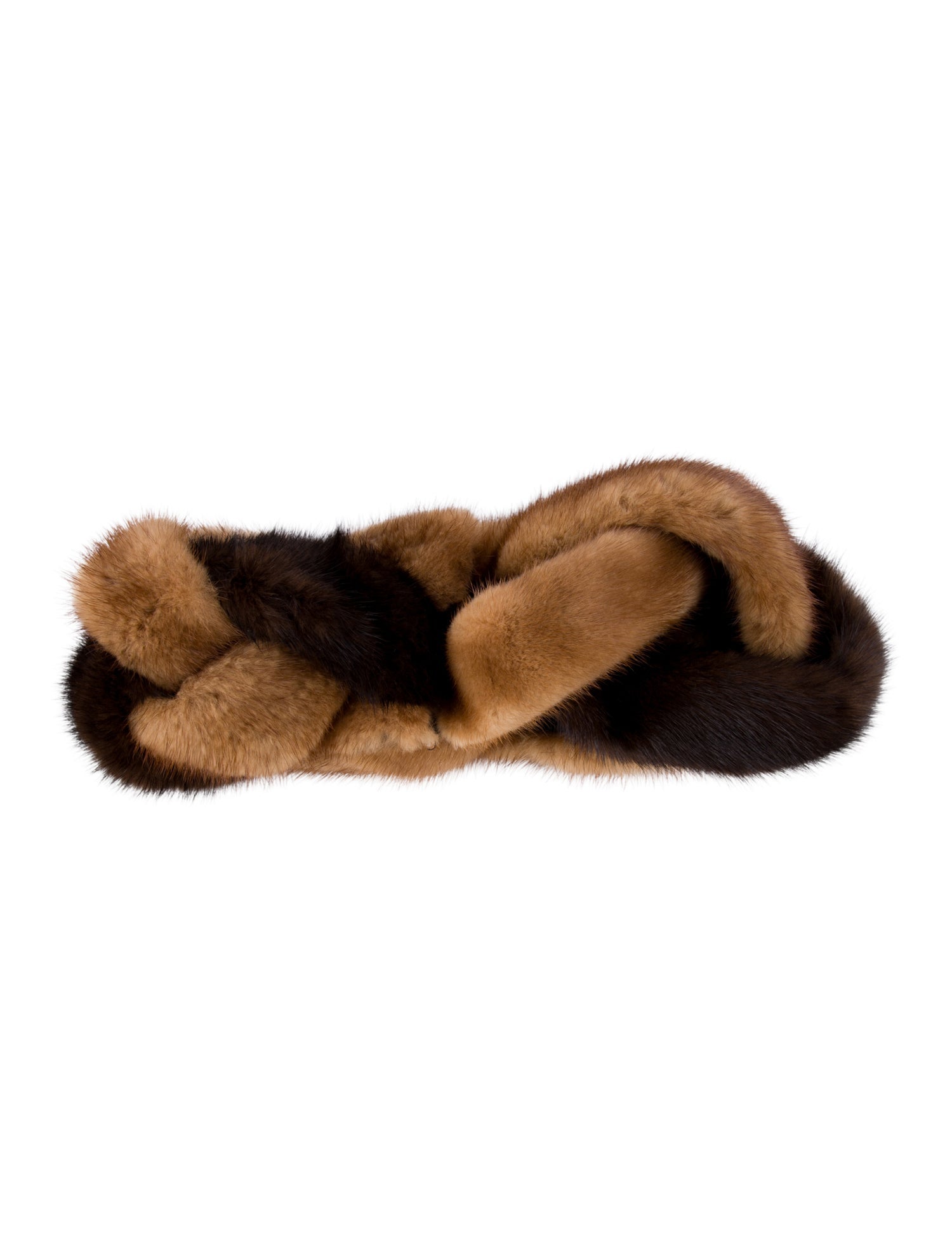 Fur Mink Colorblock Pattern Scarf
