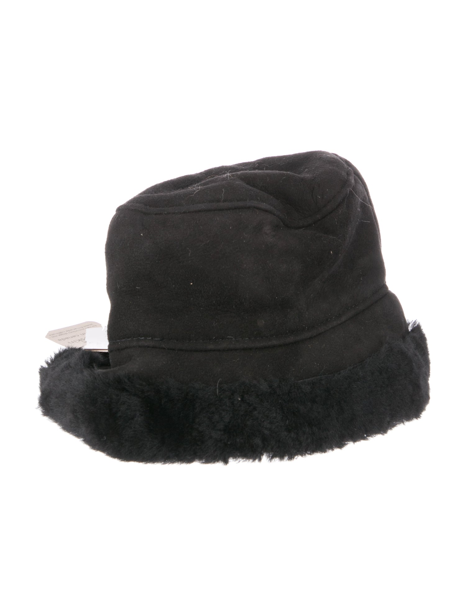 FRR Canada Black Suede Shearling Sheepskin Bucket Hat w/Tags