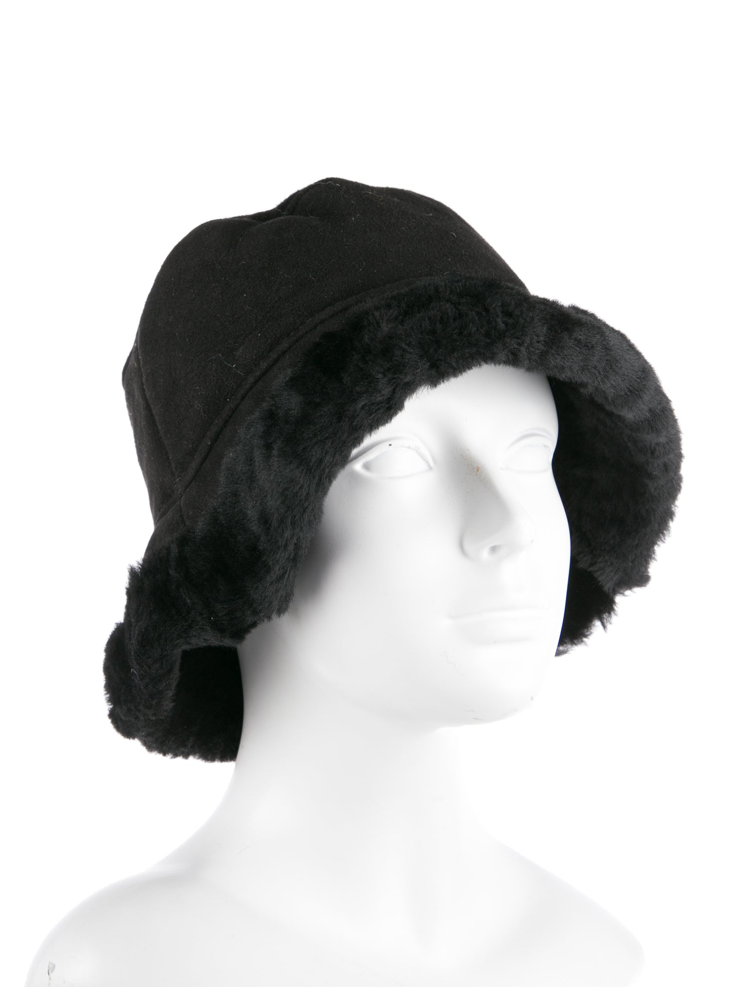 FRR Canada Black Suede Shearling Sheepskin Bucket Hat w/Tags