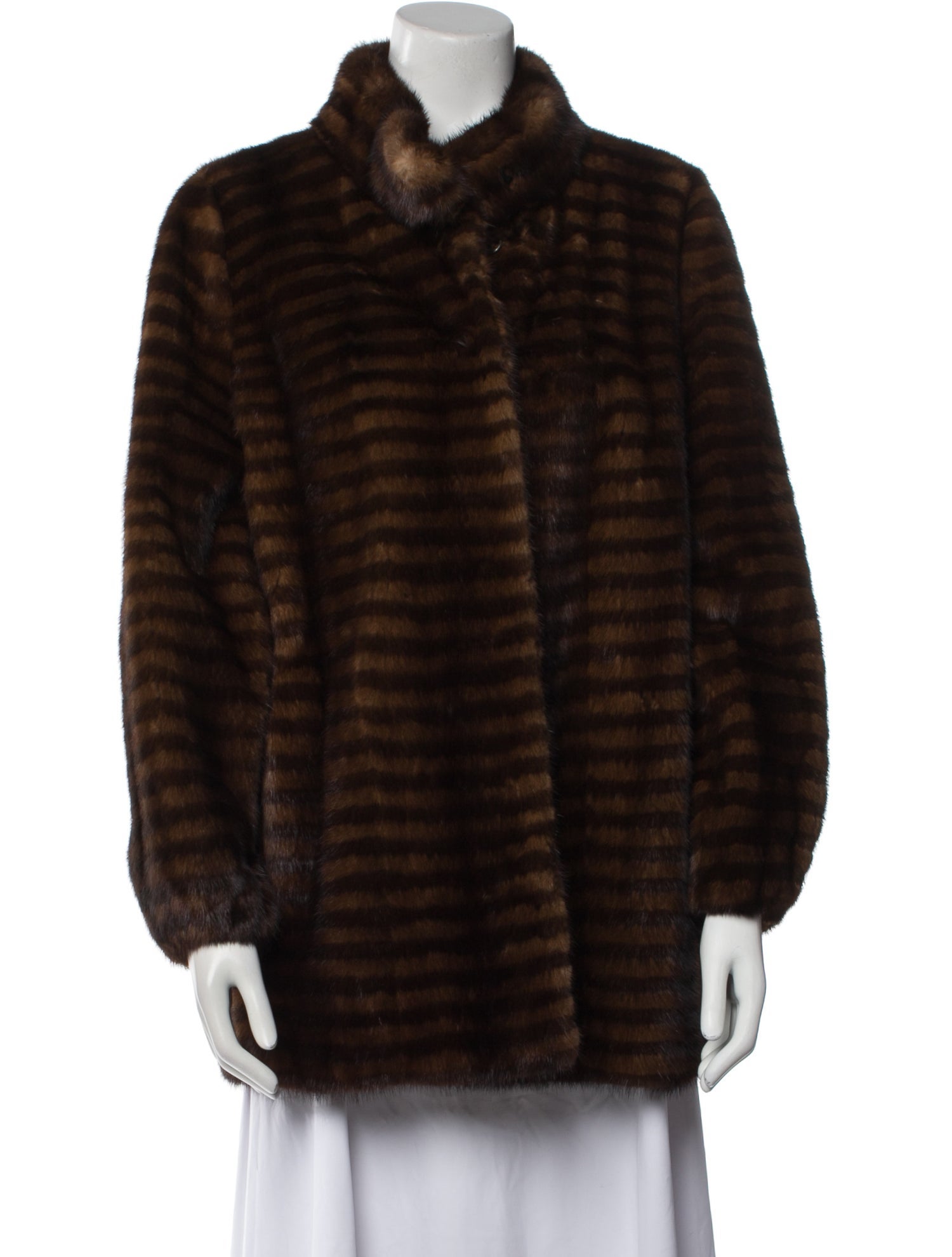 Fur Mink Striped Faux Fur Jacket