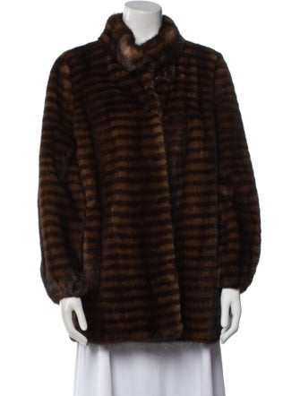 Fur Mink Striped Faux Fur Jacket