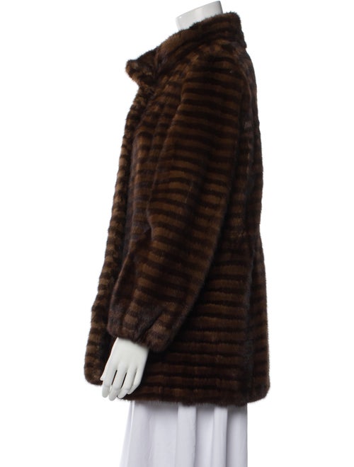 Fur Mink Striped Faux Fur Jacket