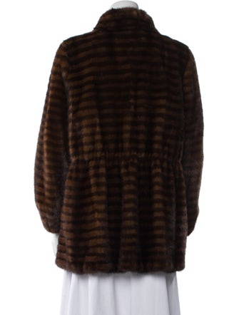Fur Mink Striped Faux Fur Jacket
