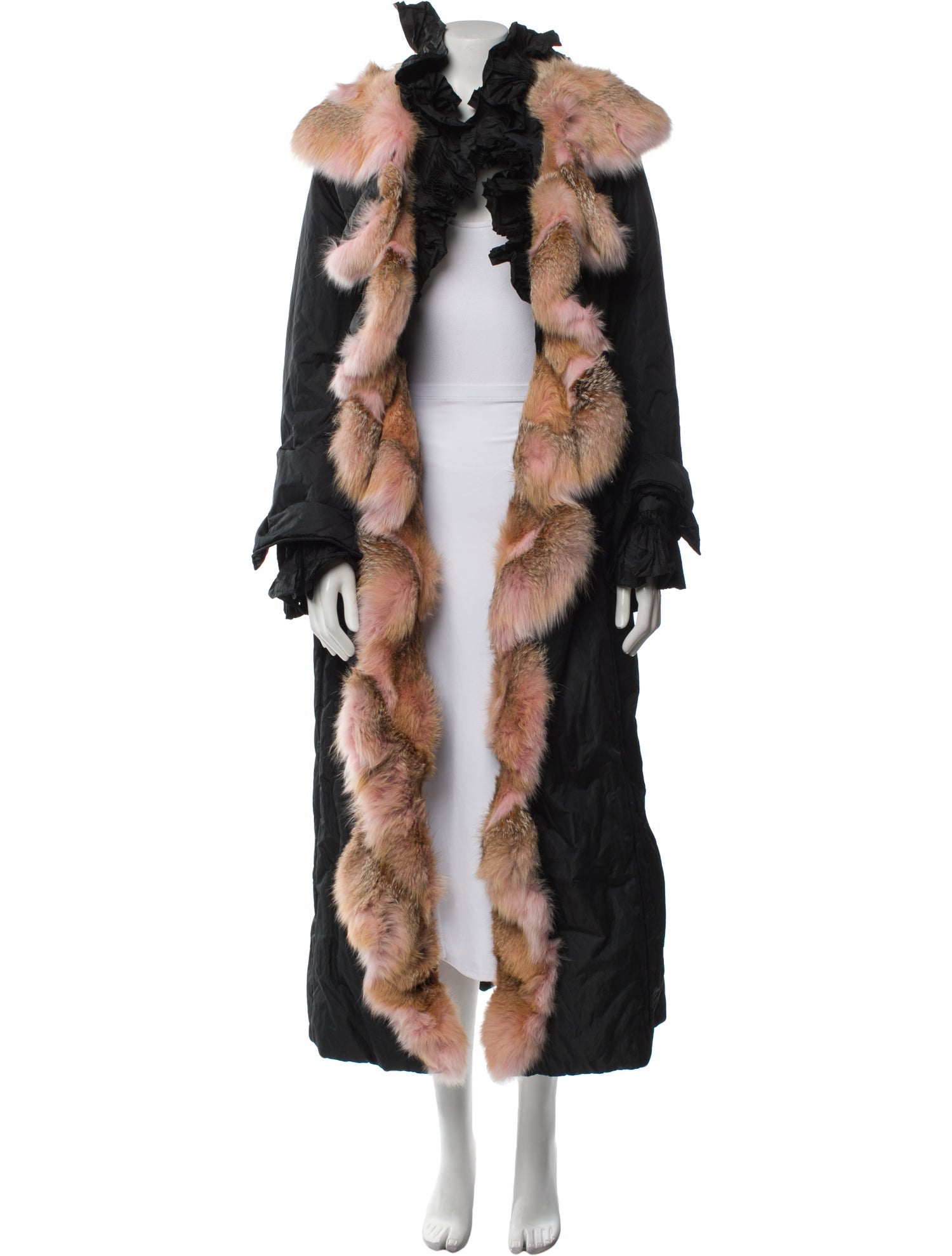 Fur Colorblock Pattern Fur Jacket