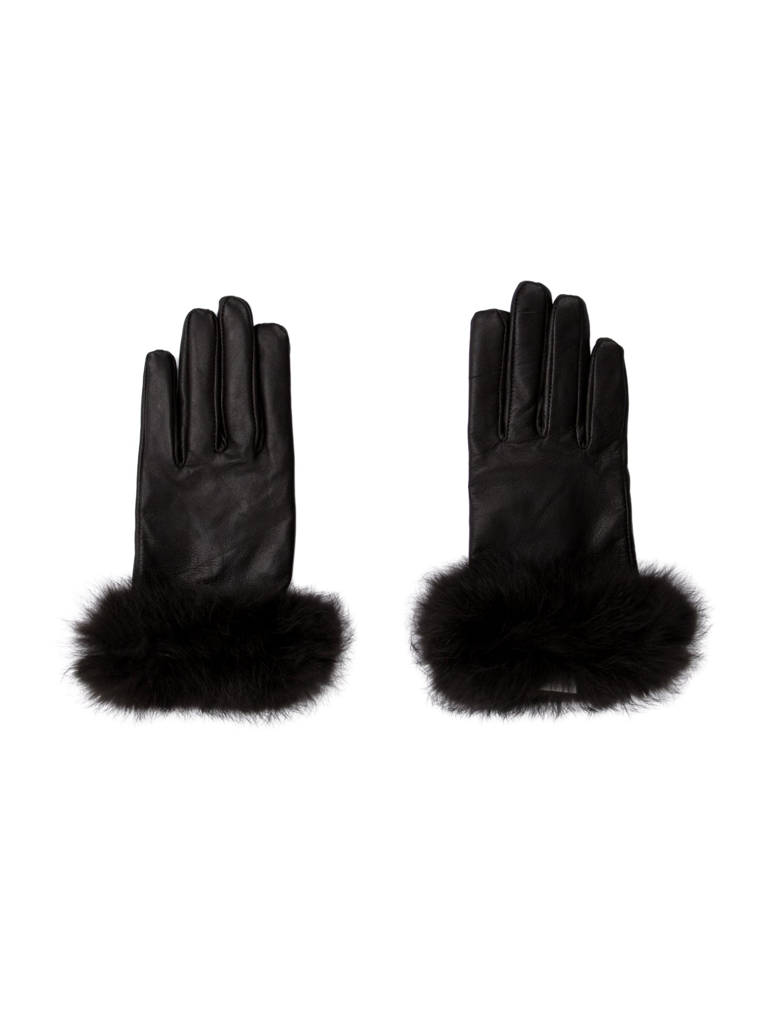 Unbranded Rabbit Fur Trim Leather Gloves